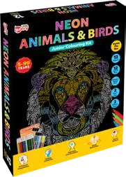 Junior Neon Animals & Birds Colouring Kit